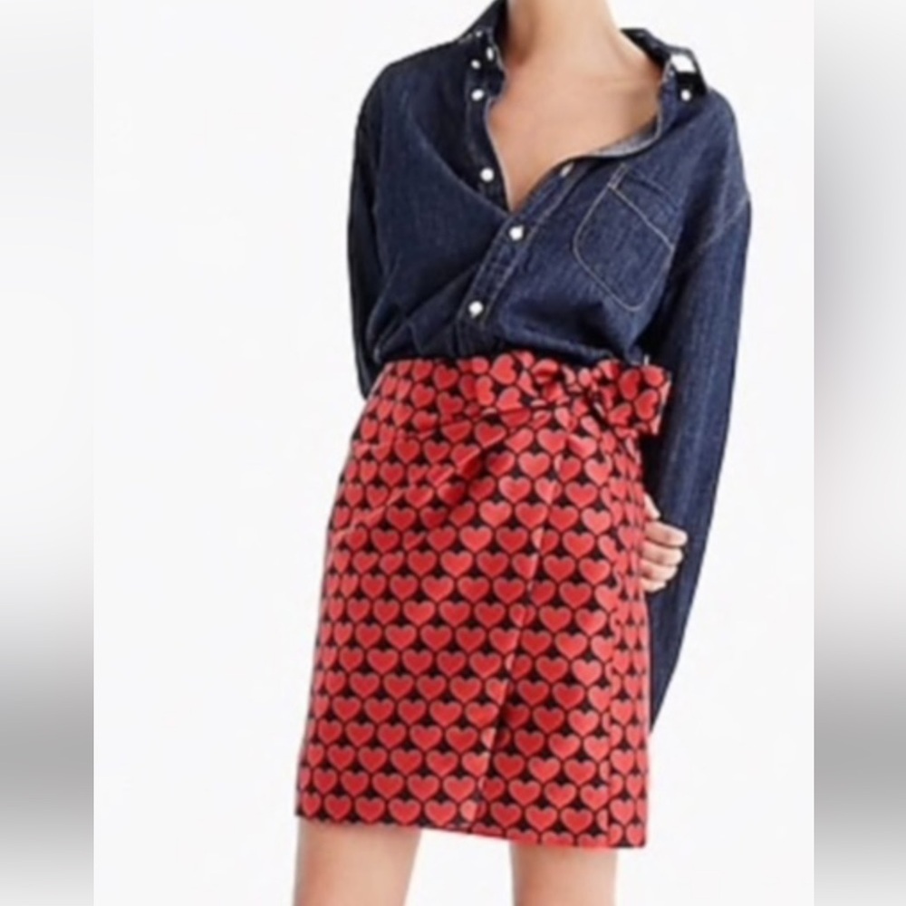 J. Crew Red and Black Heart Mini Skirt